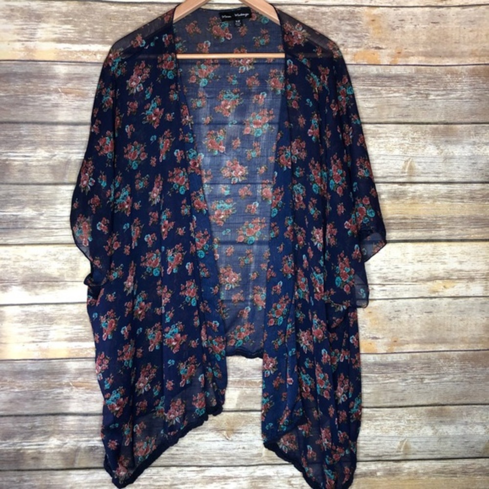 Navy sheer kimono